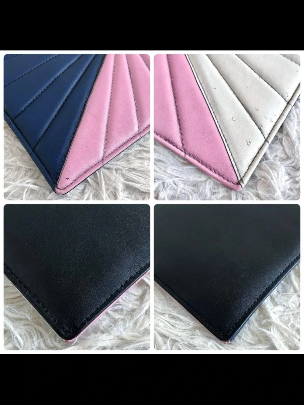 Gucci Tri-Panel Quilted Bee Clutch - Pink, Red, Navy, White